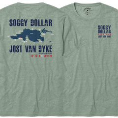 Jost Van Dyke Island Map Short Sleeve T-Shirt - Soggy Dollar SMALL / Seafoam Legacy