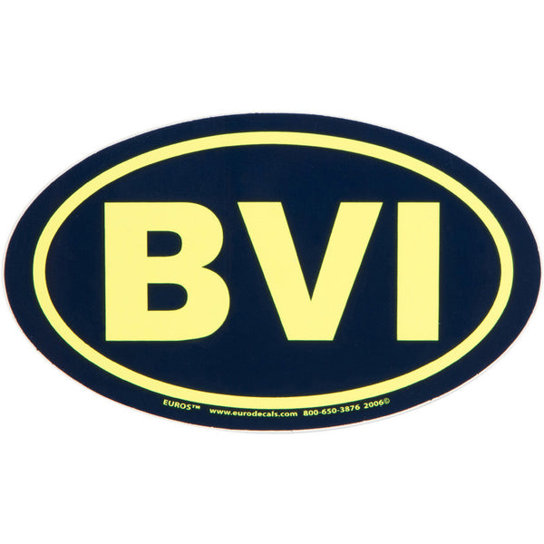 BVI Euro Sticker: Navy with Neon Yellow