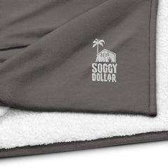 Soggy Dollar Premium Sherpa Embroidered Fleece Blanket - Soggy Dollar Heather Grey Soggy Dollar
