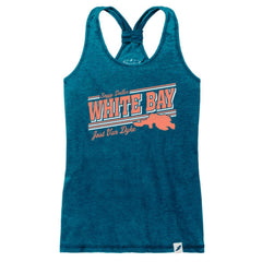 White Bay Racerback Tank Top - Soggy Dollar SMALL / Marine Blue Legacy