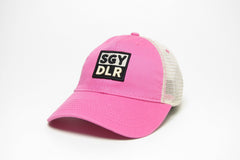 The Block Patch Trucker Hat - Soggy Dollar Pink Legacy