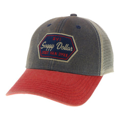 The Hexagon Structured Trucker Hat - Soggy Dollar Navy/Scarlet Legacy