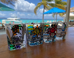 ~ ONE OF A KIND ~ Hand Painted Shot Glass - Soggy Dollar Stephanie