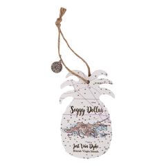 Jost Van Dyke Map Pineapple Ornament - Soggy Dollar Map Moms