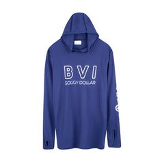 BVI Coordinates Long Sleeve Performance Hoodie (MENS) - Soggy Dollar SMALL / NAVY Ocean Tec