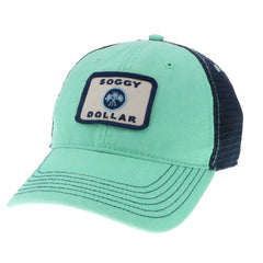 Triple Palm Square Trucker Hat - Soggy Dollar Spearmint/Navy Trucker Legacy