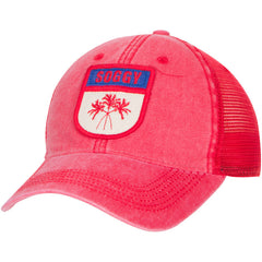 The Prep Triple Palm Trucker Hat - Soggy Dollar Scarlet Legacy