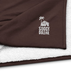 Soggy Dollar Premium Sherpa Embroidered Fleece Blanket - Soggy Dollar Fireside Brown Soggy Dollar