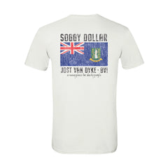 Distressed BVI Vigilate Flag Shirt Sleeve T Shirt - Soggy Dollar SMALL Island Fanatic
