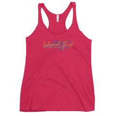 Soggy Island Girl Women's Racerback Tank - Soggy Dollar Vintage Shocking Pink / XS Soggy Dollar
